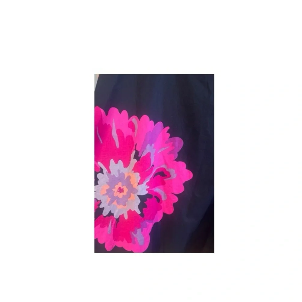 Lane Bryant Black A-Line Skirt with Pink Floral Print